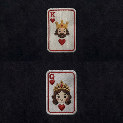 Duo Roi et Reine de cœur : broderie de près