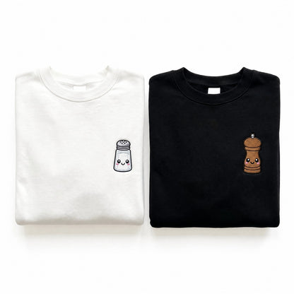 Duo Sel et poivre : vêtements brodés assortis