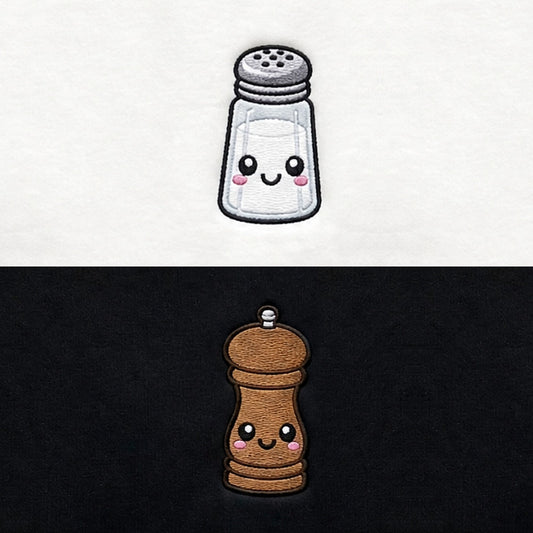 Duo Sel et poivre : broderie de près