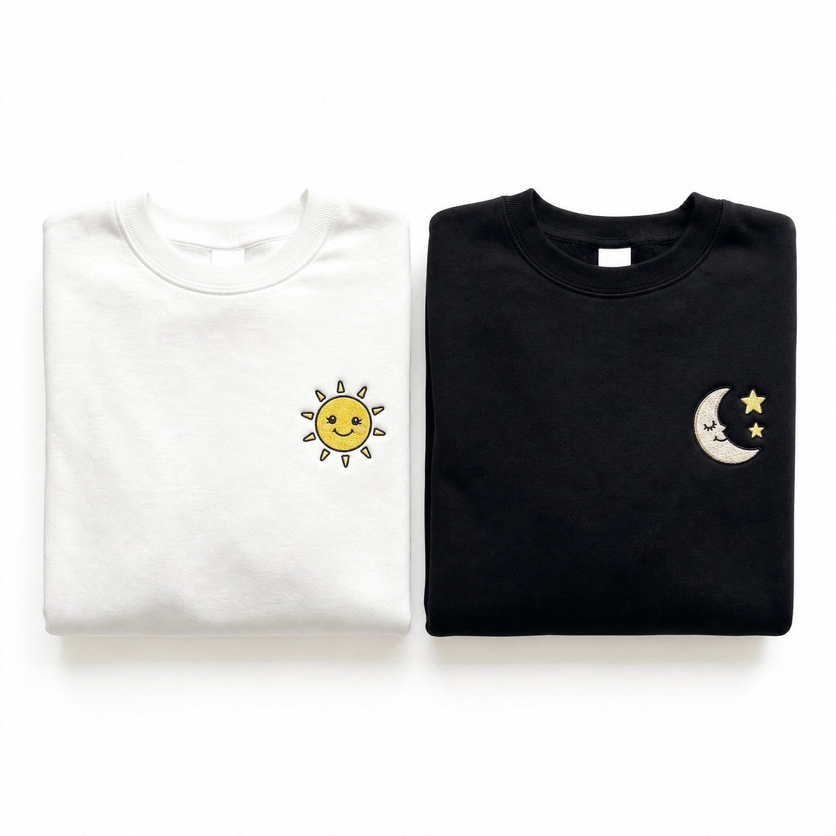 Duo Soleil et Lune : vêtements brodés assortis