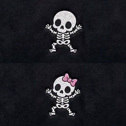 Duo Squelettes jusqu'à la mort : broderie de près