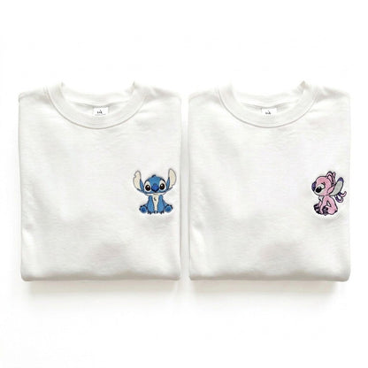 Duo Stitch et Angel : vêtements brodés assortis