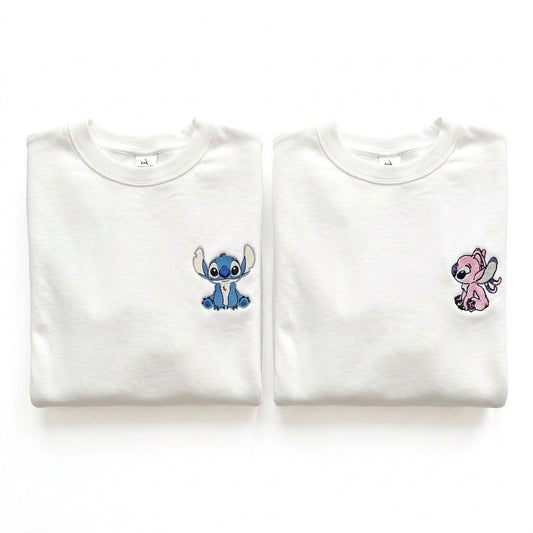 Duo Stitch et Angel : vêtements brodés assortis