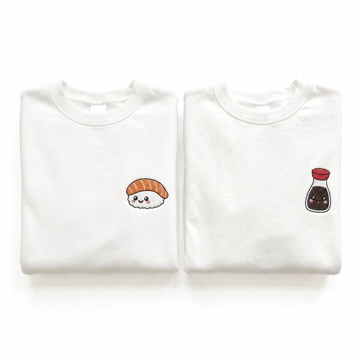 Duo Sushi et sauce soja : vêtements brodés assortis
