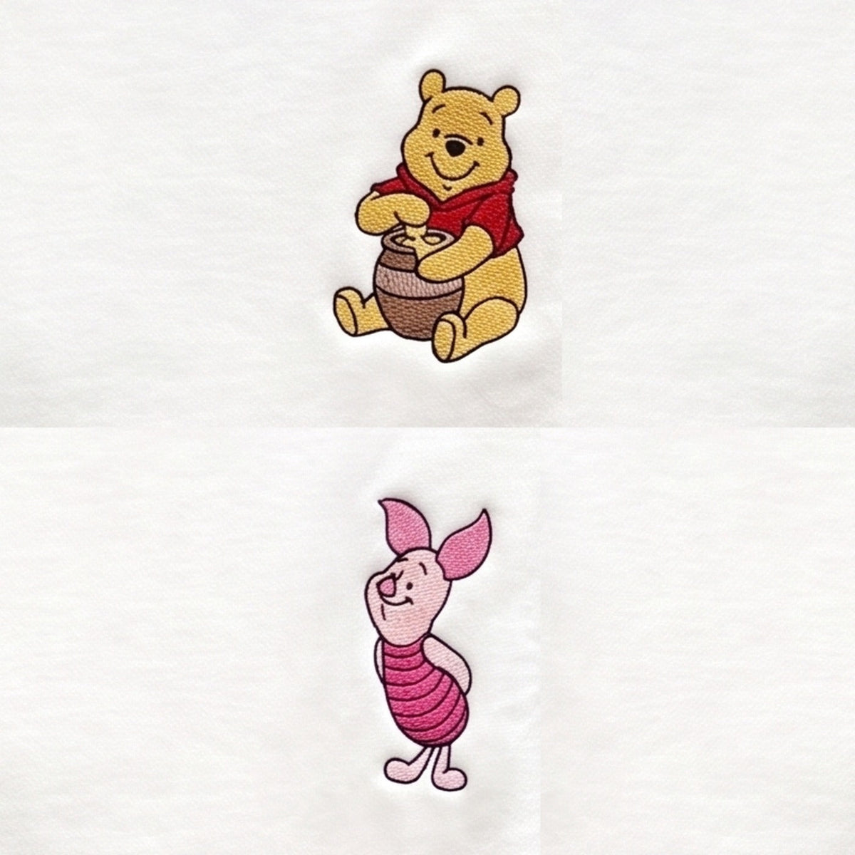 Duo Winnie et Porcinet : broderie de près
