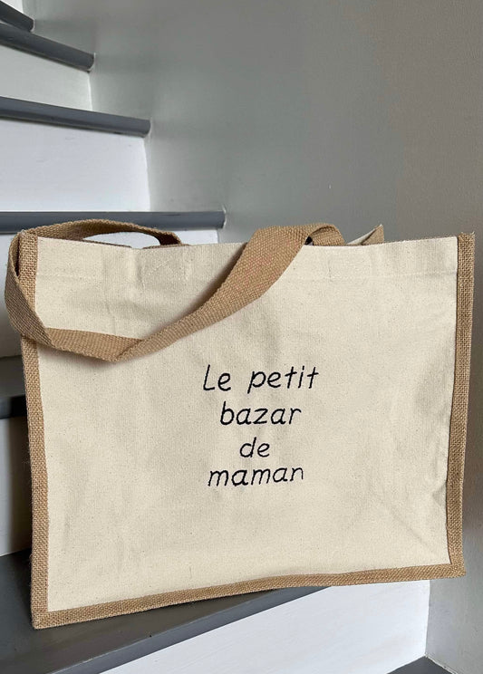 Sac en toile de jute “ Le petit bazar de maman ”